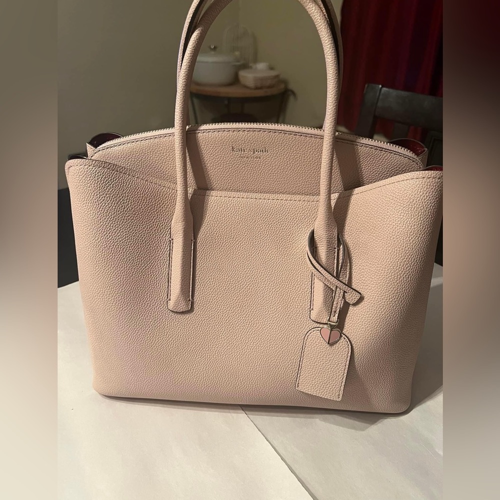 Kate Spade New York Large Margaux Leather Satchel in Pale Vellum